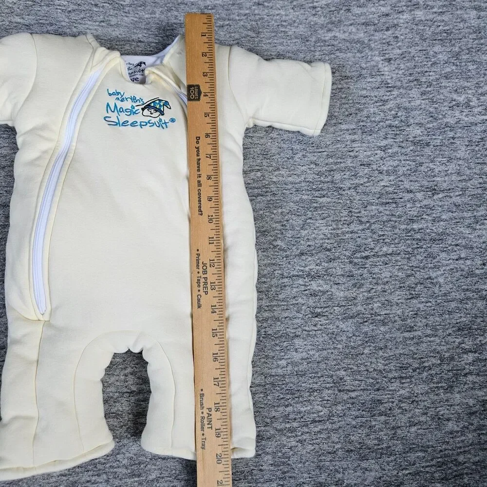 Baby Merlins Magic Sleepsuit Large 6-9 mos Yellow Unisex Cotton Swaddle Secure